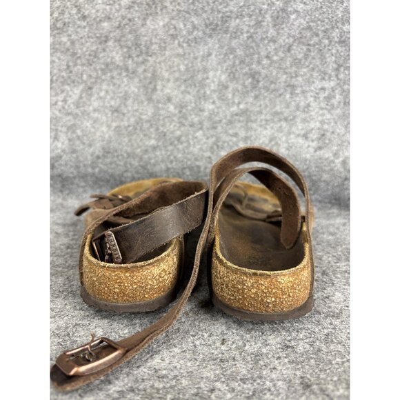 Birkenstock Sandals Shoes Womens Size 7 37 Brown Yara Leather Ankle Strap Flat - Picture 6 of 8